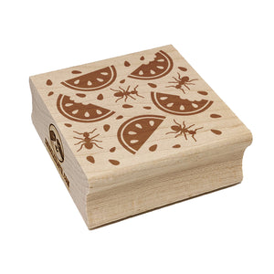 Watermelon and Ants Picnic Square Rubber Stamp for Stamping Crafting