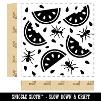 Watermelon and Ants Picnic Square Rubber Stamp for Stamping Crafting