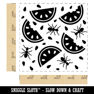 Watermelon and Ants Picnic Square Rubber Stamp for Stamping Crafting