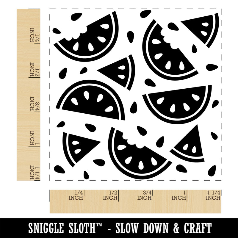 Watermelon Slices and Seeds Picnic Square Rubber Stamp for Stamping Crafting