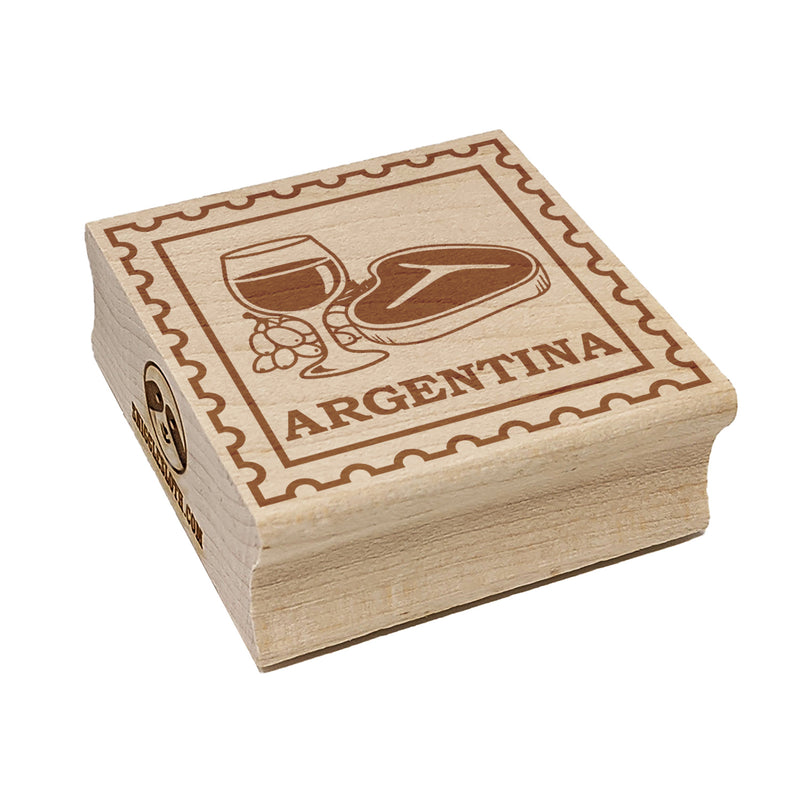 Argentina Travel Wine Glass Steak Square Rubber Stamp for Stamping Crafting