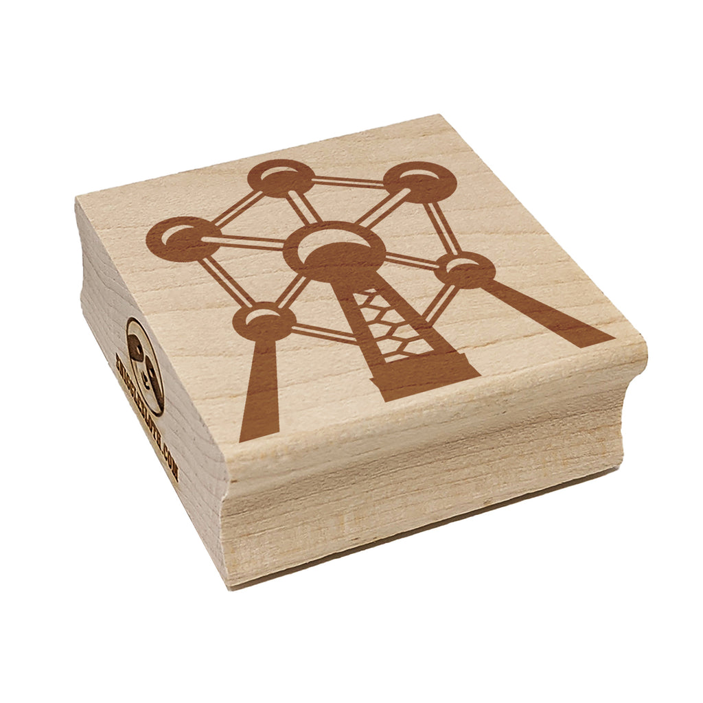 Atomium Museum Brussels Belgium Square Rubber Stamp for Stamping Crafting