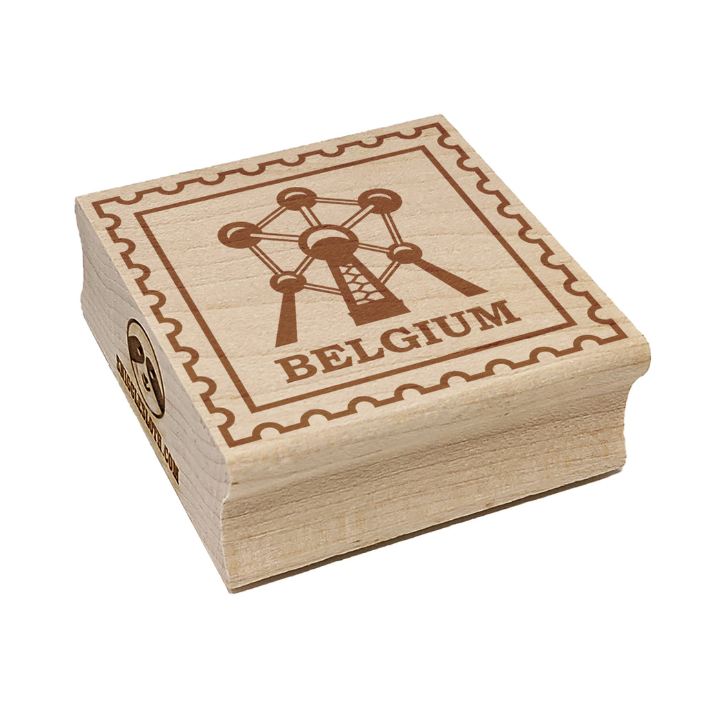 Belgium Travel The Atomium Brussels Square Rubber Stamp for Stamping Crafting