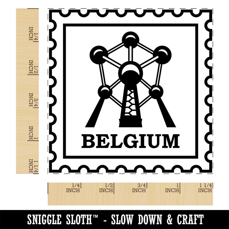 Belgium Travel The Atomium Brussels Square Rubber Stamp for Stamping Crafting