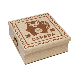 Canada Travel Beaver and Maple Leaf Leaves Square Rubber Stamp for Stamping Crafting