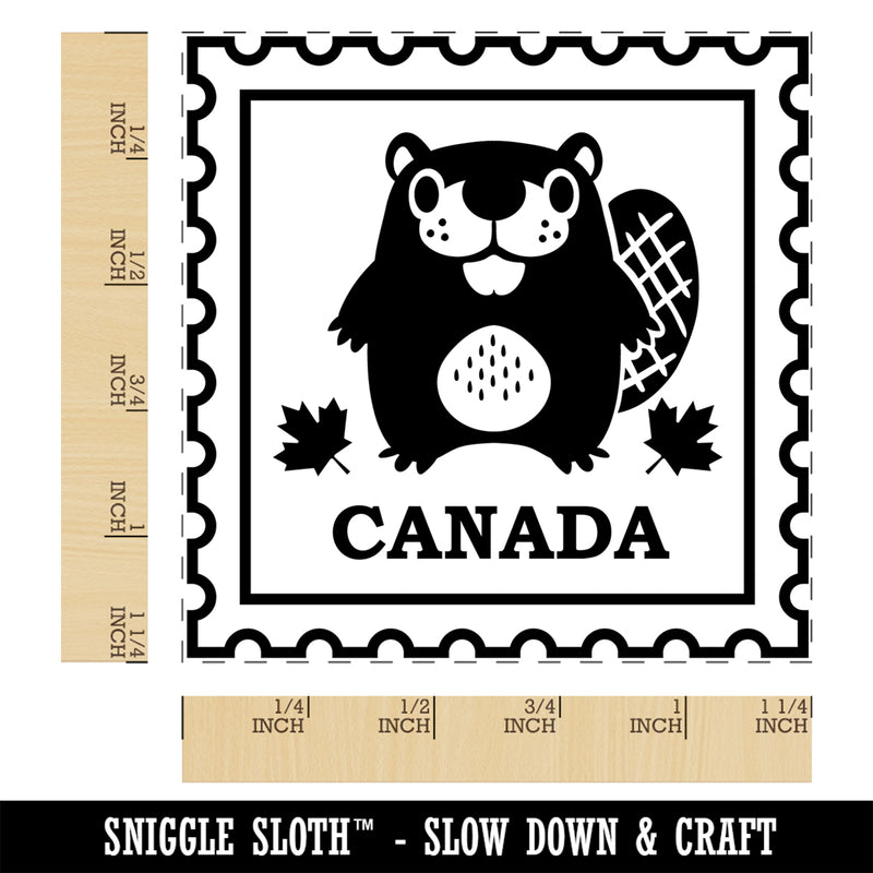 Canada Travel Beaver and Maple Leaf Leaves Square Rubber Stamp for Stamping Crafting