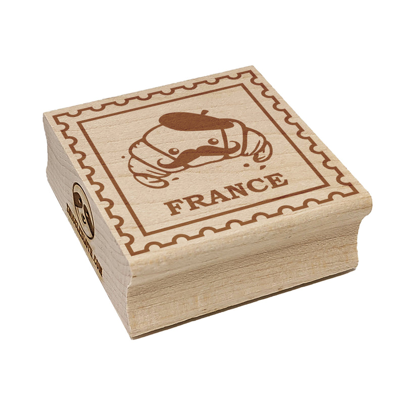 France Travel French Croissant with Beret Square Rubber Stamp for Stamping Crafting