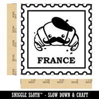 France Travel French Croissant with Beret Square Rubber Stamp for Stamping Crafting