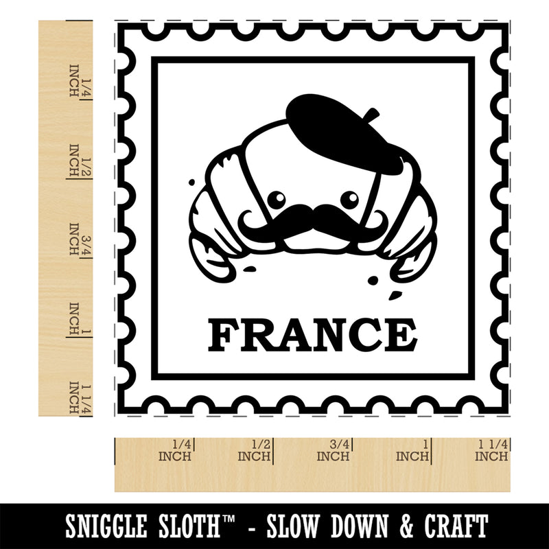 France Travel French Croissant with Beret Square Rubber Stamp for Stamping Crafting