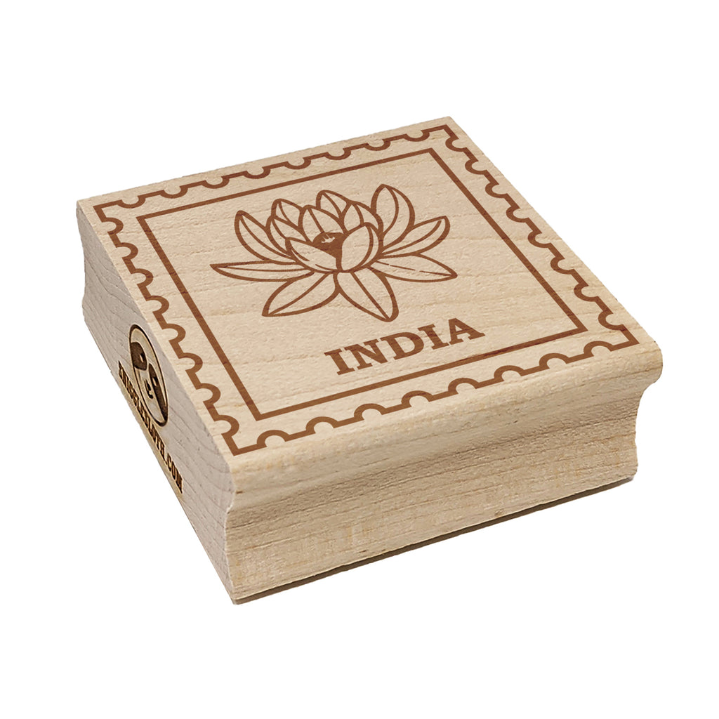 India Travel Lotus National Flower Square Rubber Stamp for Stamping Crafting
