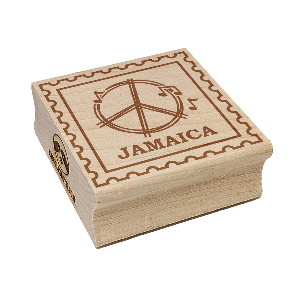 Jamaica Travel Reggae Music Peace Sign Square Rubber Stamp for Stamping Crafting