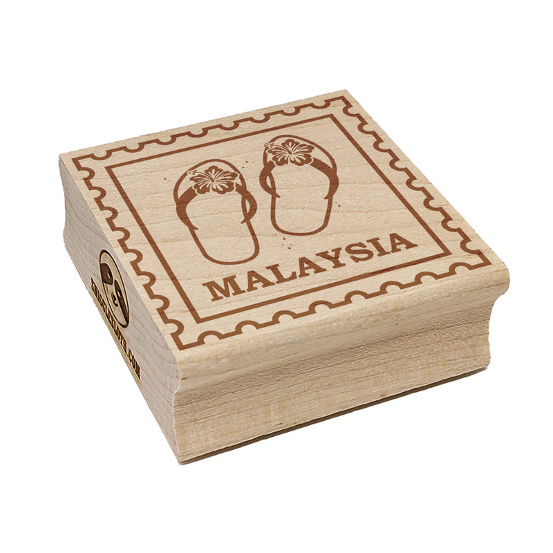 Malaysia Travel Beach Flip Flops Square Rubber Stamp for Stamping Crafting