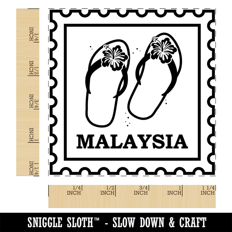 Malaysia Travel Beach Flip Flops Square Rubber Stamp for Stamping Crafting