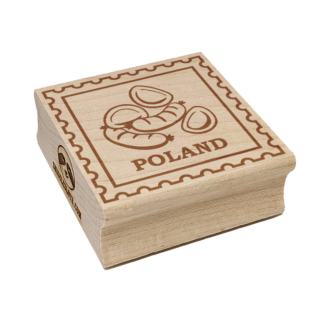 Poland Travel Sausages and Pierogies Square Rubber Stamp for Stamping Crafting