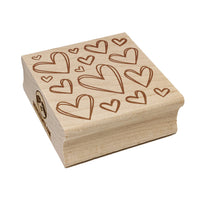 Scattered Sketchy Hearts Love Square Rubber Stamp for Stamping Crafting