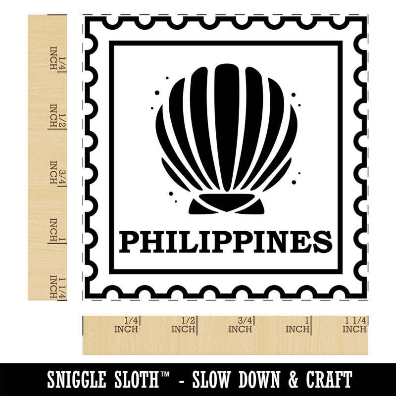 Philippines Travel Scallop Seashell Beach Ocean Square Rubber Stamp for Stamping Crafting