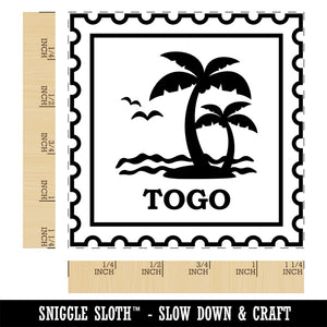 Togo Travel Palm Tree Beach Ocean Waves Square Rubber Stamp for Stamping Crafting