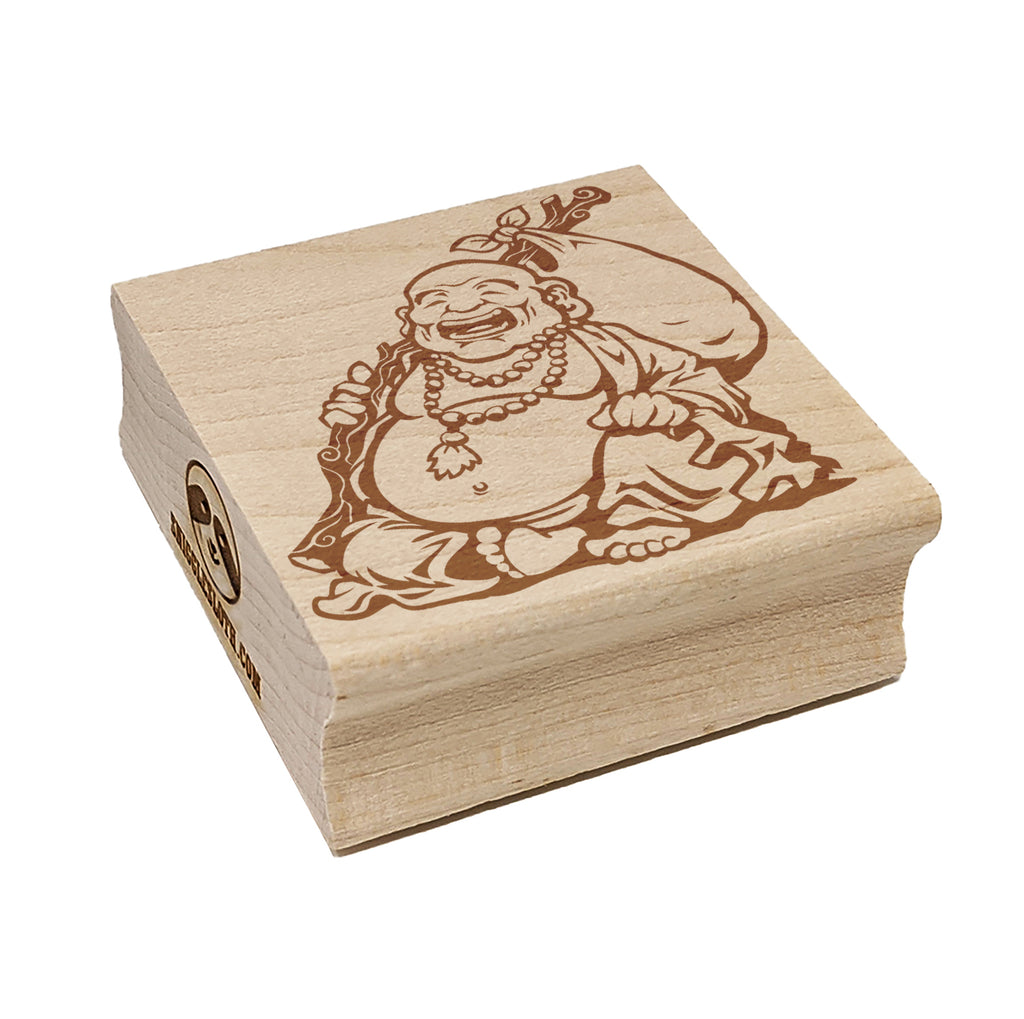 Budai Laughing Buddha Fat Monk Chan Square Rubber Stamp for Stamping Crafting