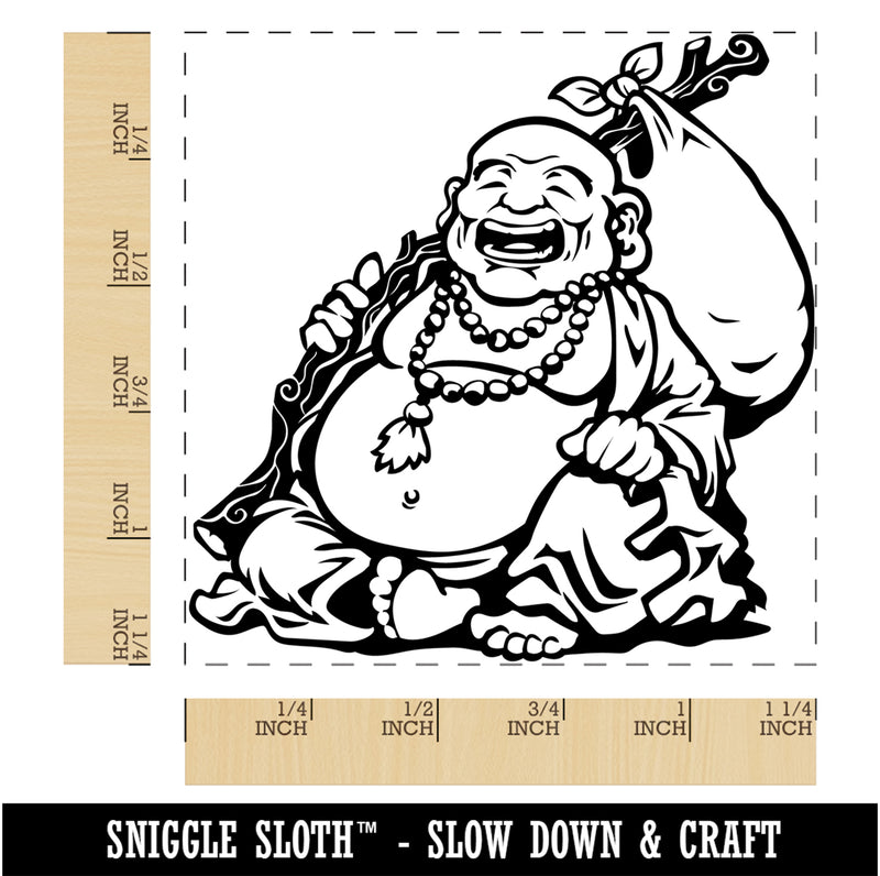 Budai Laughing Buddha Fat Monk Chan Square Rubber Stamp for Stamping Crafting