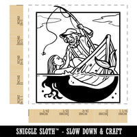 Fisherman and Mermaid Siren Square Rubber Stamp for Stamping Crafting