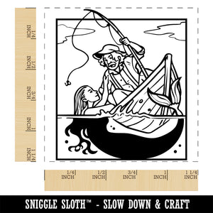 Fisherman and Mermaid Siren Square Rubber Stamp for Stamping Crafting