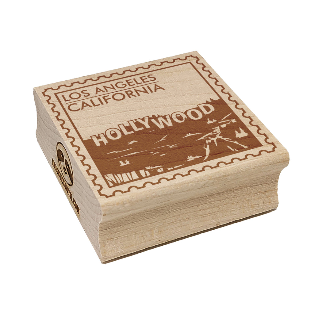 Hollywood Los Angeles California Travel Square Rubber Stamp for Stamping Crafting