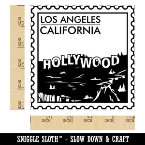 Hollywood Los Angeles California Travel Square Rubber Stamp for Stamping Crafting