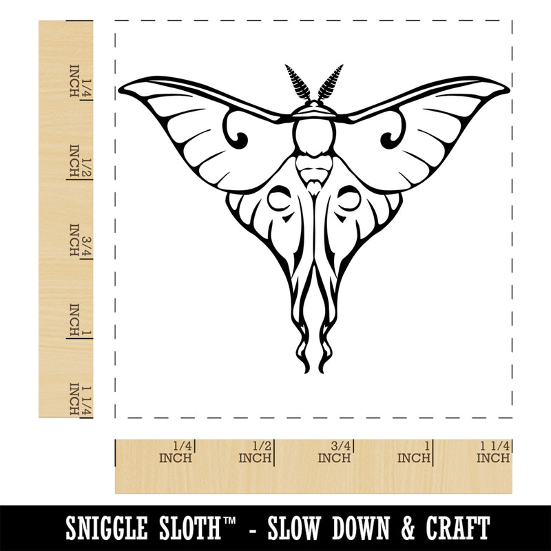 Lunar Moth Flying Insect of the Night Square Rubber Stamp for Stamping Crafting