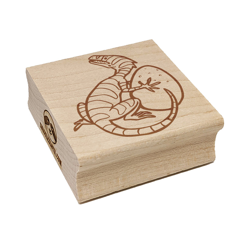 Small Dinosaur with Egg Square Rubber Stamp for Stamping Crafting