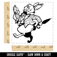 White Rabbit Pocket Watch Wonderland Square Rubber Stamp for Stamping Crafting