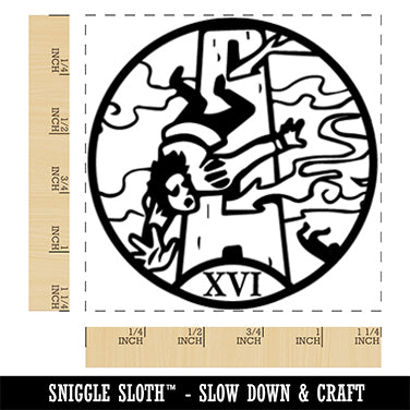 The Tower Tarot Major Arcana Square Rubber Stamp for Stamping Crafting