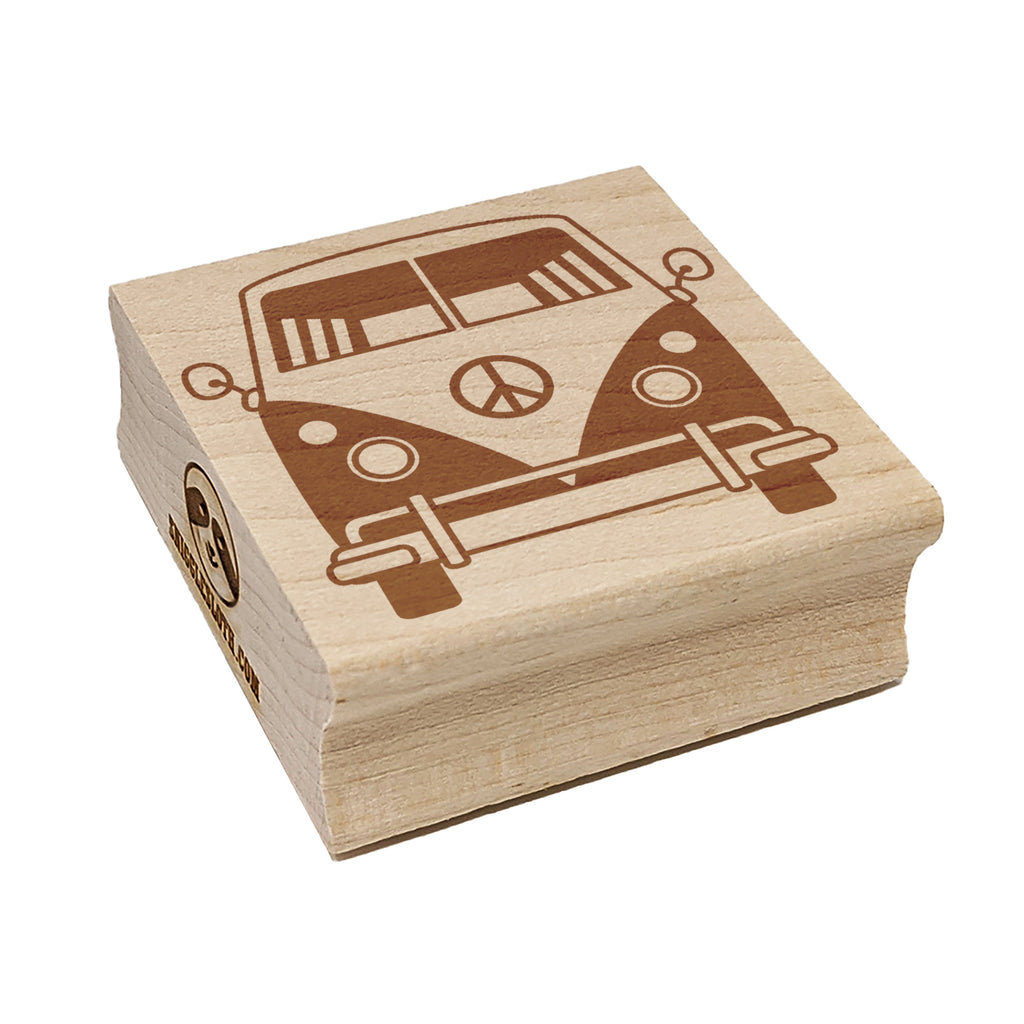 Vintage Van Front View Square Rubber Stamp for Stamping Crafting