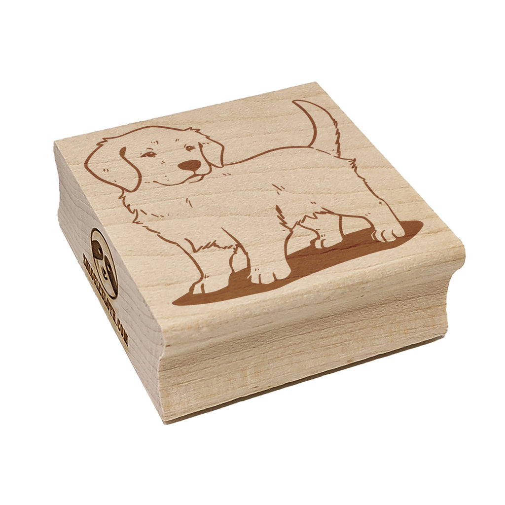 Adorable Golden Retriever Puppy Dog Square Rubber Stamp for Stamping Crafting