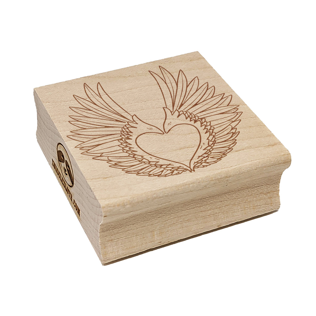 Angel Wings Hearth Feathers Square Rubber Stamp for Stamping Crafting