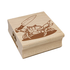 Angry Crab with Kitchen Knife Square Rubber Stamp for Stamping Crafting