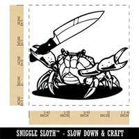 Angry Crab with Kitchen Knife Square Rubber Stamp for Stamping Crafting