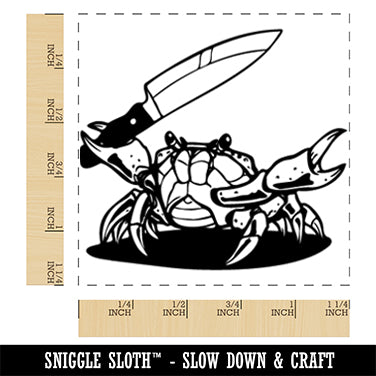 Angry Crab with Kitchen Knife Square Rubber Stamp for Stamping Crafting