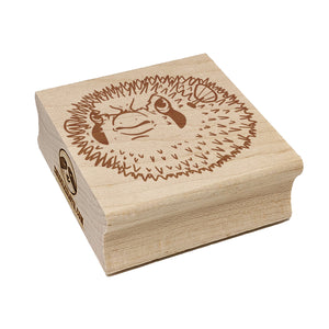 Angry Pufferfish Spikes Square Rubber Stamp for Stamping Crafting