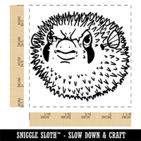 Angry Pufferfish Spikes Square Rubber Stamp for Stamping Crafting