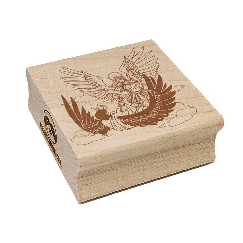 Archangel Michael Fighting Lucifer Square Rubber Stamp for Stamping Crafting