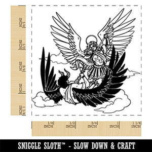 Archangel Michael Fighting Lucifer Square Rubber Stamp for Stamping Crafting