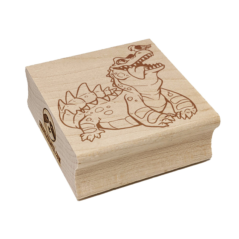 Baby Alligator Crocodile Caiman with Bird Square Rubber Stamp for Stamping Crafting