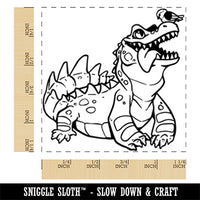 Baby Alligator Crocodile Caiman with Bird Square Rubber Stamp for Stamping Crafting