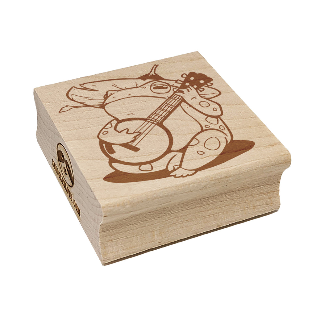 Bayou Swamp Frog with Banjo Square Rubber Stamp for Stamping Crafting