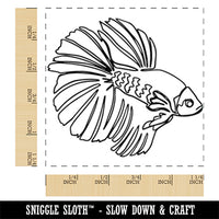 Betta Fish Artsy Contour Line Square Rubber Stamp for Stamping Crafting