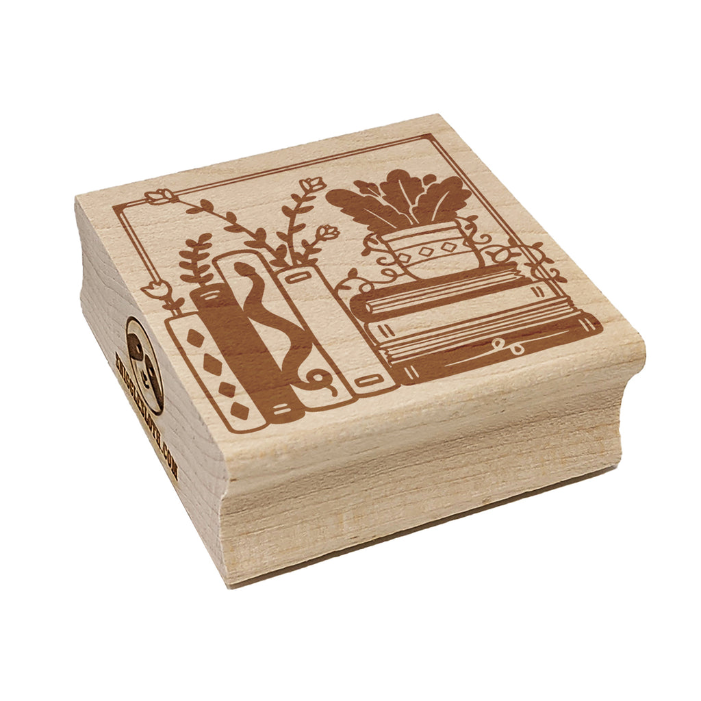 Books and Plants Square Rubber Stamp for Stamping Crafting