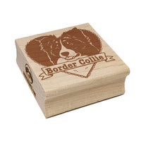 Border Collie Dog Heart Square Rubber Stamp for Stamping Crafting