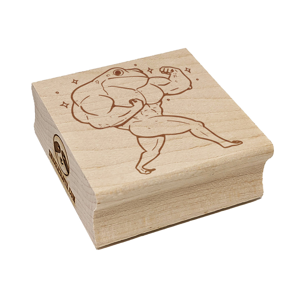 Buff Muscle Frog Bodybuilder Square Rubber Stamp for Stamping Crafting