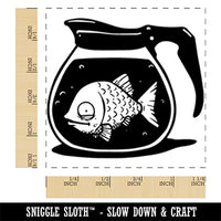 Caffeinated Fish in Coffee Pot Square Rubber Stamp for Stamping Crafting