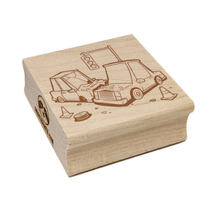 Car Accident Traffic Wreck Square Rubber Stamp for Stamping Crafting